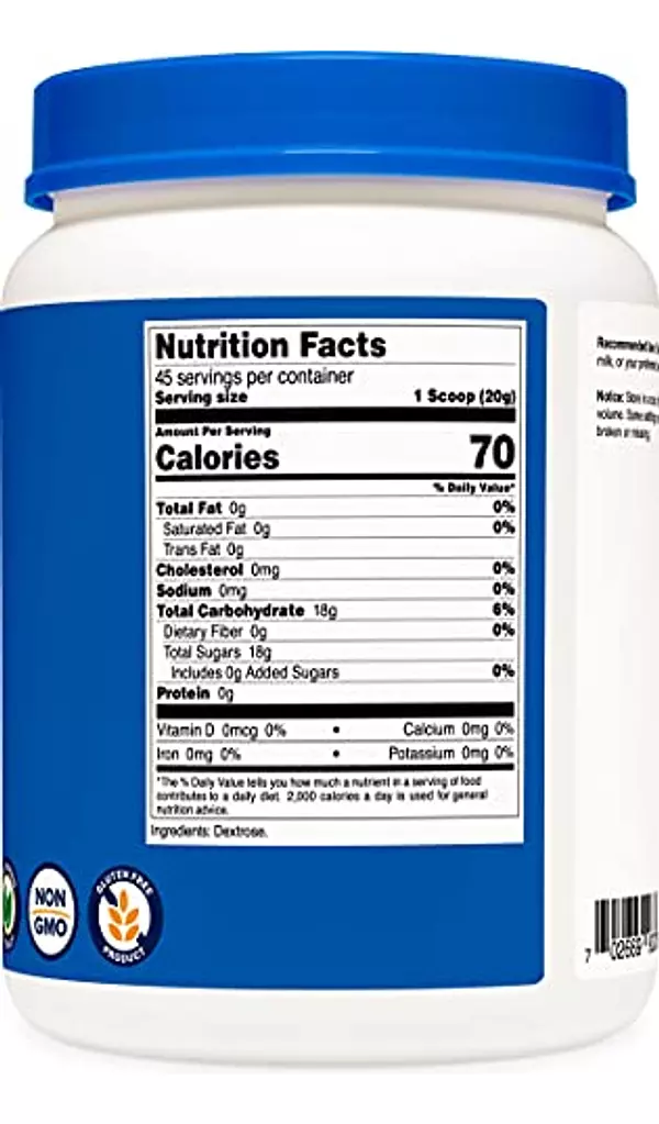 Salud y Equipamiento Médico - Nutricost Dextrose Powder 2 Lbs - Non-gmo, Gluten Free 4