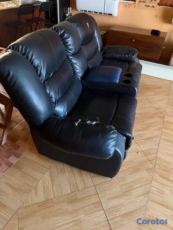 muebles y colchones - MUEBLE PIEL SINTÉTICA RECLINABLE DOBLE 2