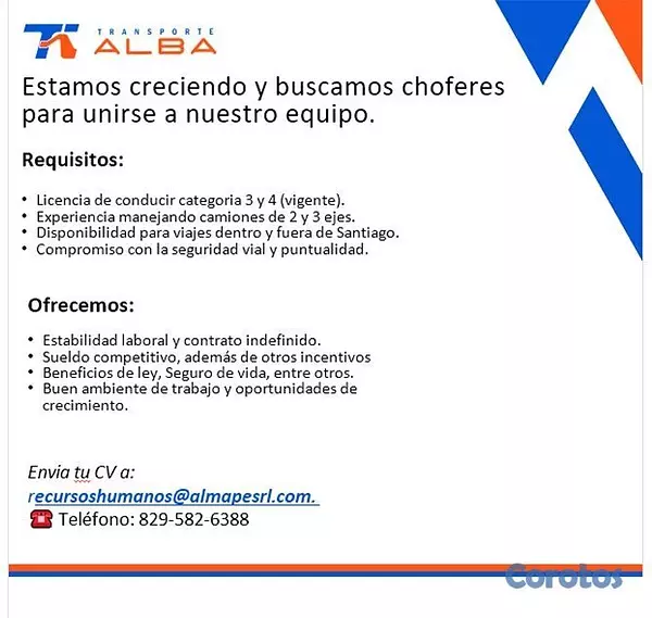 empleos disponibles - Chofer Patana  2