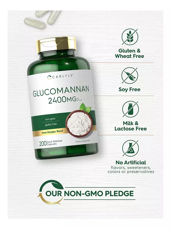 Salud y Equipamiento Médico - Glucomanano 2400mg 200 Capsulas Carlyle 5