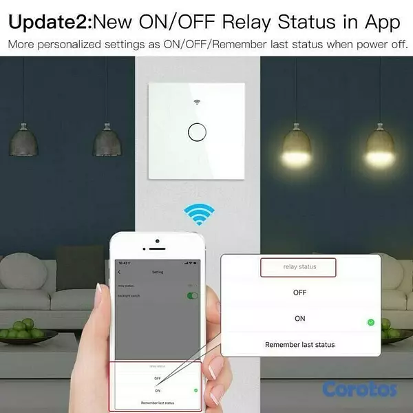 accesorios para electronica - Interruptor tactil WIFI 1 conector, conecta con Alexa y Google Home no usa neutr 3