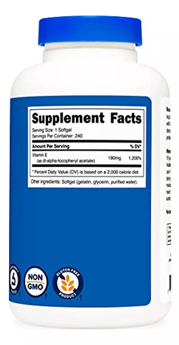 Salud y Equipamiento Médico - Vitamina E 400ui 240cap Nutricost 5