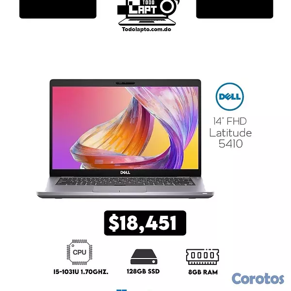 computadoras y laptops - Dell latitude 5410 8Gb RAM 128gb SSD Windows 11 con opciones procesadores i5/i7 2