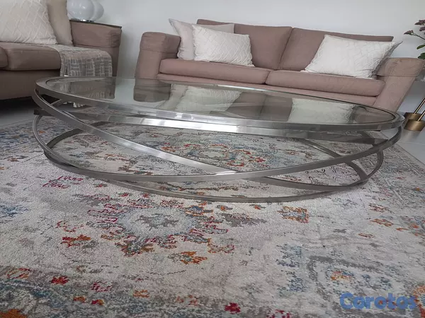 decoración y accesorios - Mesa de Centro prácticamente nueva de Ilumel acero inoxidable en perfecto estado 2