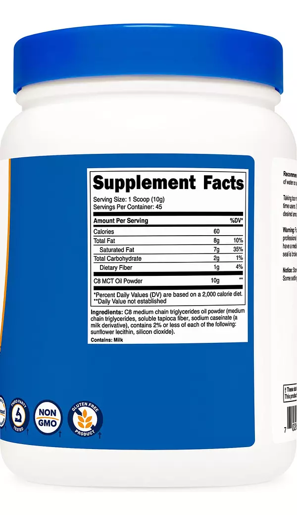 Salud y Equipamiento Médico - C8 Aceite Mct En Polvo 1lb (16oz) - Nutricost 4