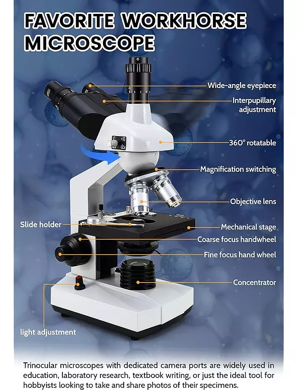 Salud y Equipamiento Médico - Crspexil 40x-5000x Microscopios Trinoculares Compuestos Trin 3