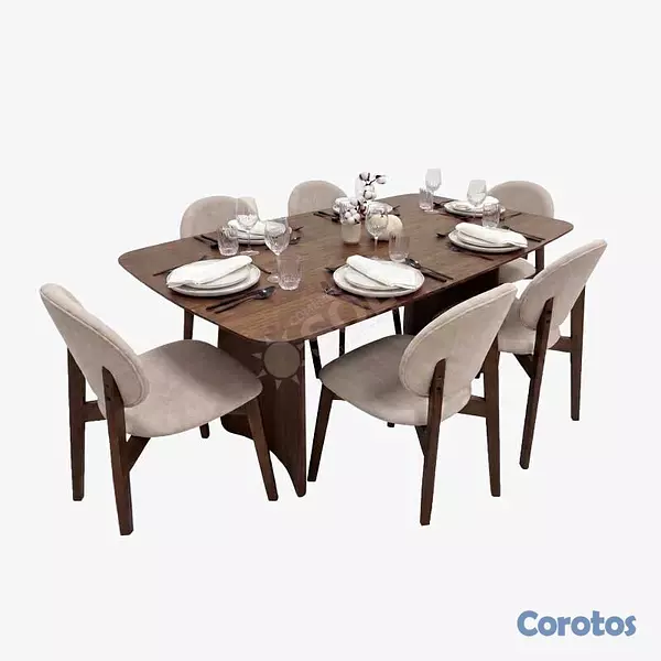 muebles y colchones - Juego de Comedor Ref LIF-C9565D de 6 Sillas Crema