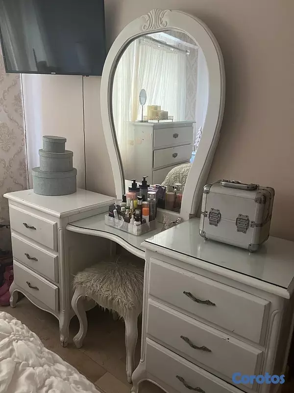 muebles y colchones - juego de habitación caoba fue pintado de blanco  3