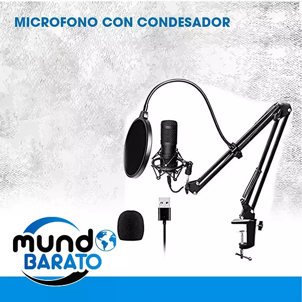 accesorios para electronica - Microfono De Condensador Profesional Kit EStudio + Araña + anti pop + pedestal 2