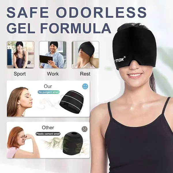 Salud y Equipamiento Médico - Exquislife Migraine Headache Relief Cap, Gel Ice Head Wrap, 2