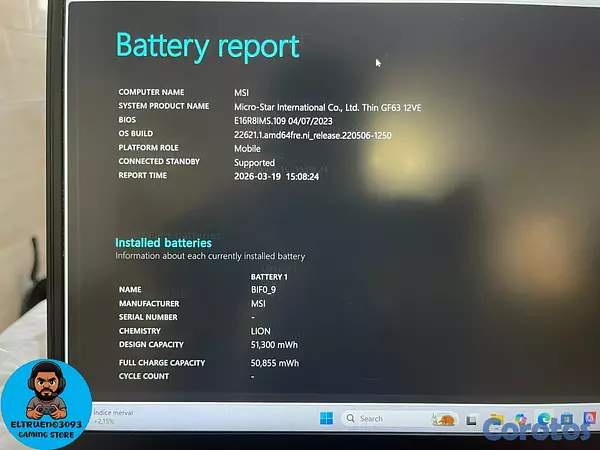 computadoras y laptops - Laptop Gaming MSI THIN GF63 I5 12TH, RTX 4050, 512 7