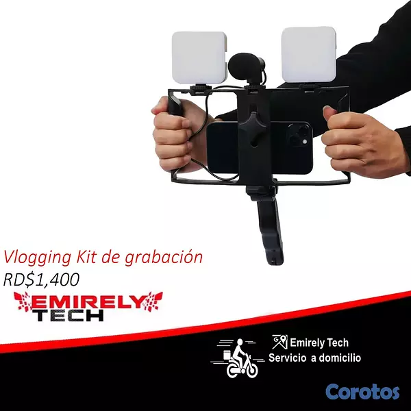 equipos profesionales - Vloging Kit para grabar videos deportes actividades clases tripode doble lampara 1