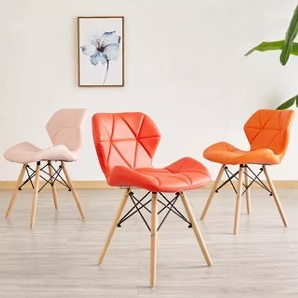 muebles y colchones - Sillas nordicas acolchadas en piel, para comedor, elegante, moderna.  3