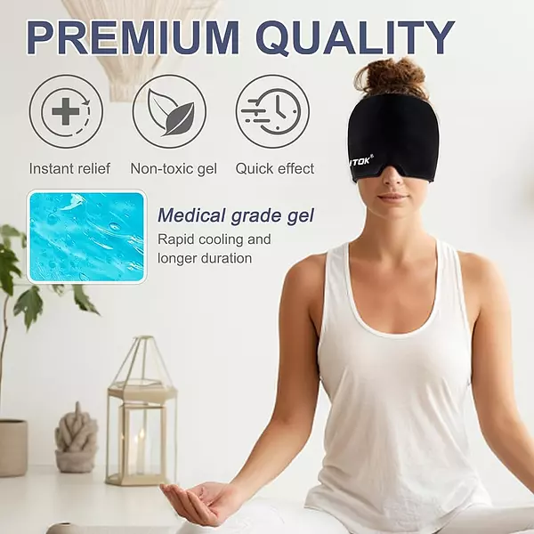 Salud y Equipamiento Médico - Exquislife Migraine Headache Relief Cap, Gel Ice Head Wrap, 3