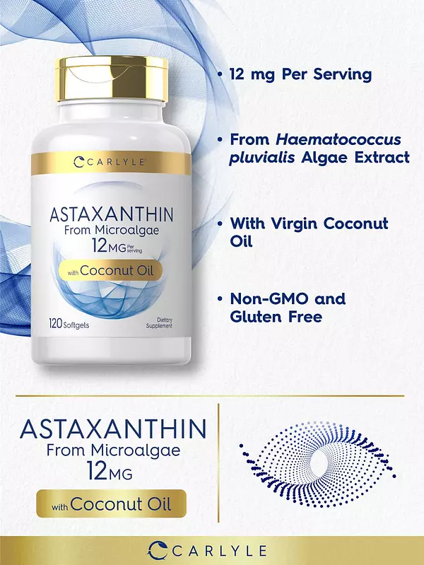 Salud y Equipamiento Médico - Astaxantina 12mg | 120 Capsulas Blandas Carlyle 3