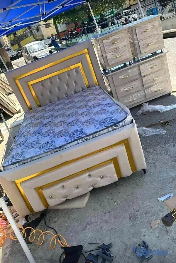 muebles y colchones - Juego de habitación tapizado completo con su colch 7