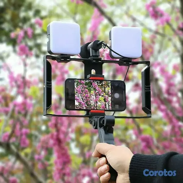 equipos profesionales - Vloging Kit para grabar videos deportes actividades clases tripode doble lampara 5