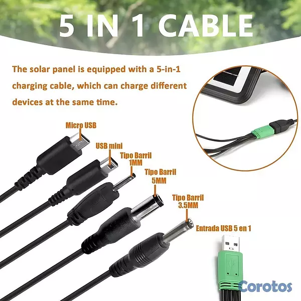 plantas e inversores - Panel Solar Portátil USB – Carga Celulares - Table 5