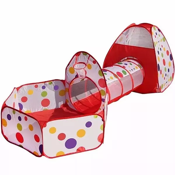 juguetes - Piscina De Pelotas Con Tunel Y Casa 3 En 1 para niños Ideal Regalo CASTILLO CASA 5
