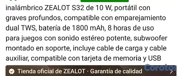 otros electronicos - vendo 2 zealot s32 original.  7