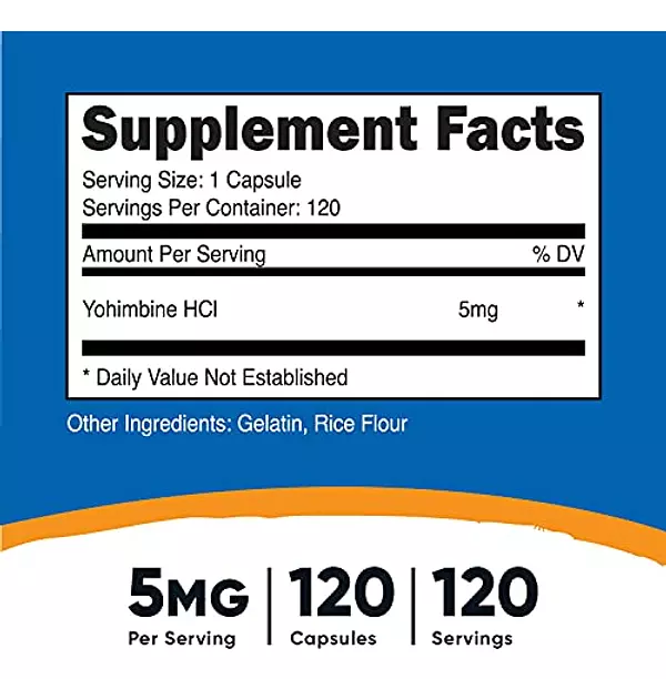 Salud y Equipamiento Médico - Nutricost Hcl 5 Mg, 120 Capsulas Yohimbina Fuerza Extra 3