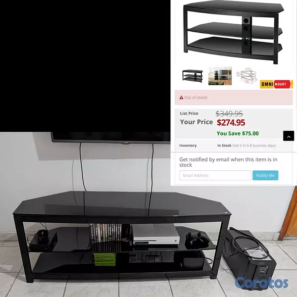 muebles y colchones - MESA de TV (Marca OmniMount) Cristal Templado 1