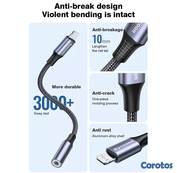 accesorios para electronica - Adaptador auxiliar de audio para iPhone y iPad 8