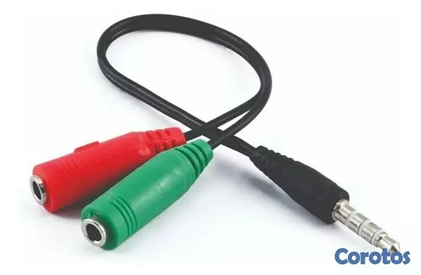 otros electronicos - Adaptador divisor de audio audifono y microfono con conector 3.5mm 2