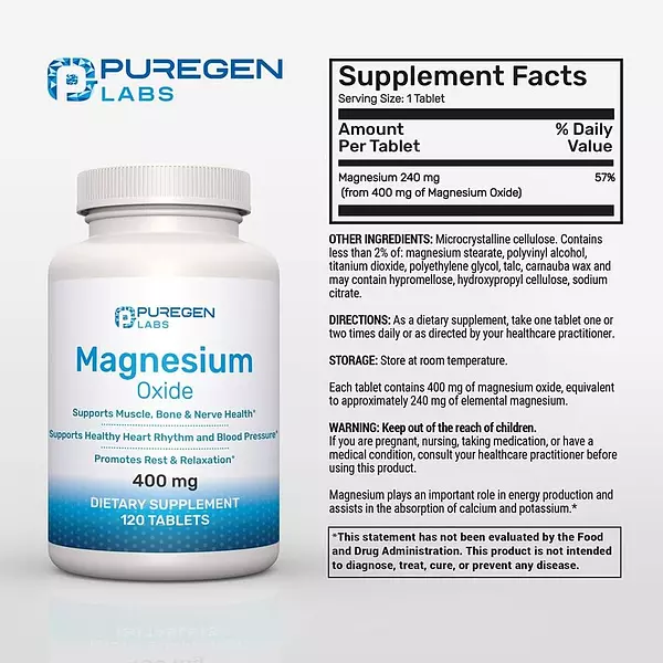 Salud y Equipamiento Médico - Oxido Magnesio 400 mg 120 Tabletas - Unidad 2