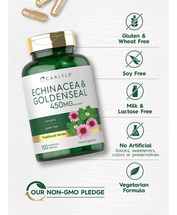 Salud y Equipamiento Médico - Echinacea Capsulas De Sello De Oro 450mg -carlyle 5