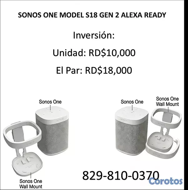 camaras y audio - Set de dos Sonos One Gen 2 + Soportes  1