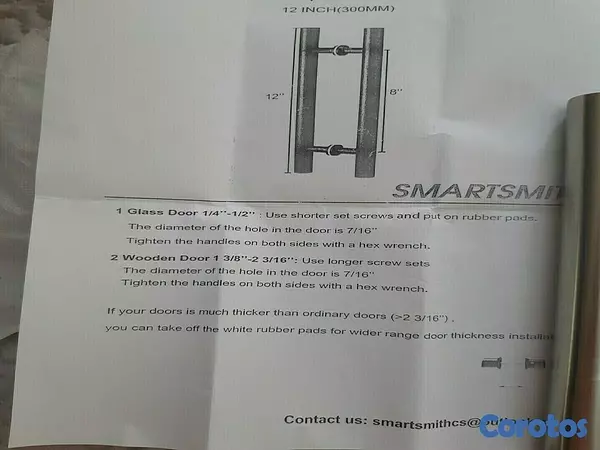 decoración y accesorios - MANILLA PARA PUERTA VIDRIO O MADERA, OFICINA O DESLIZANTE O DE GRANERO 2