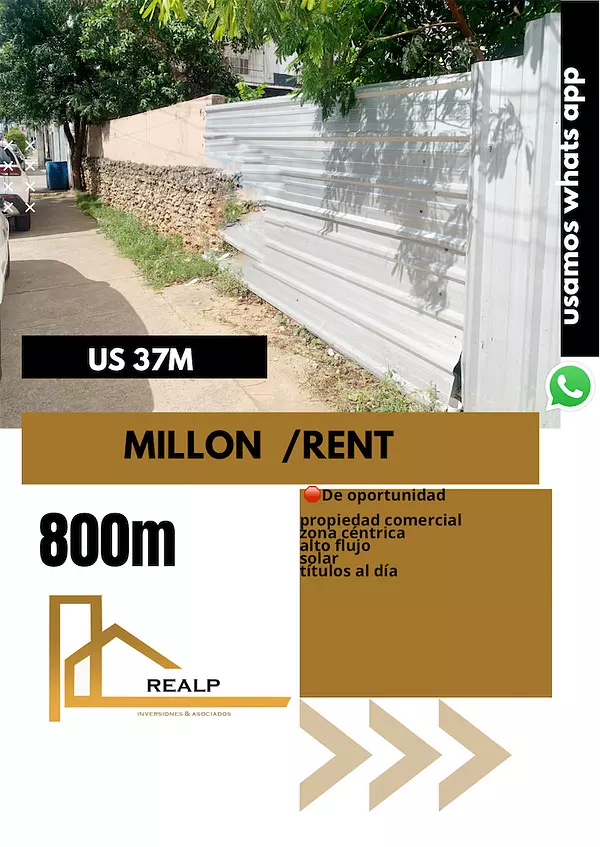 solares y terrenos - Solar comercial en el Millon 1