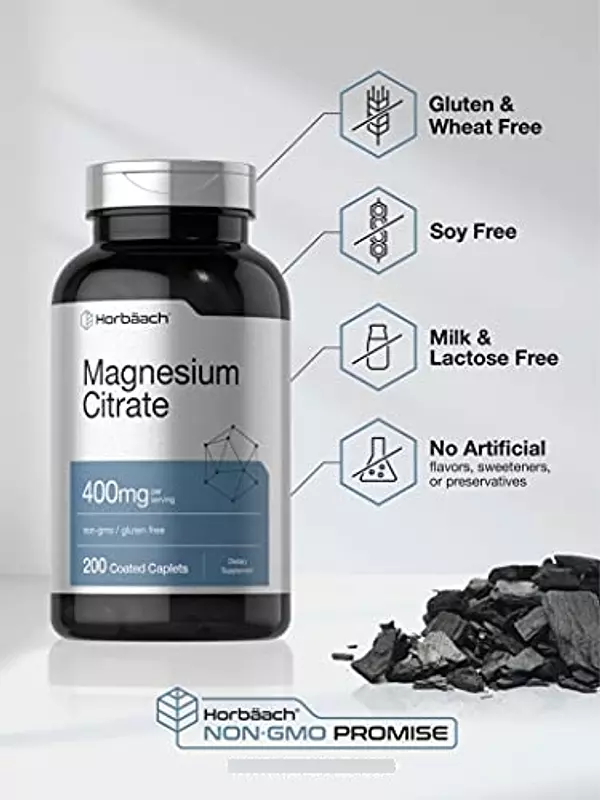 Salud y Equipamiento Médico - Citrato De Magnesio 400 Mg 200 Cap Horbaach 3