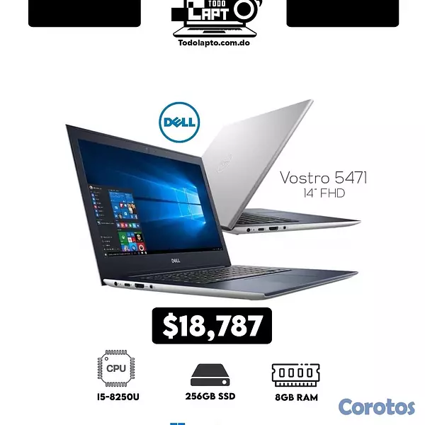 computadoras y laptops - Dell VOSTRO 5471 i5 8va gen 16GB RAM 256GB SSD  2