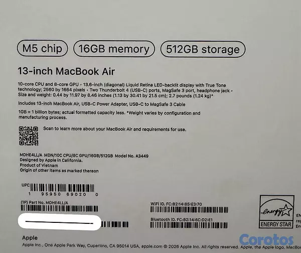 computadoras y laptops - MACBOOK AIR M5 13" 512GB 16GB RAM SELLADAS OFERTA  2