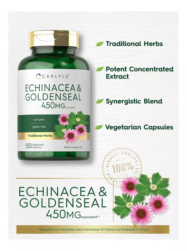 Salud y Equipamiento Médico - Echinacea Capsulas De Sello De Oro 450mg -carlyle 4