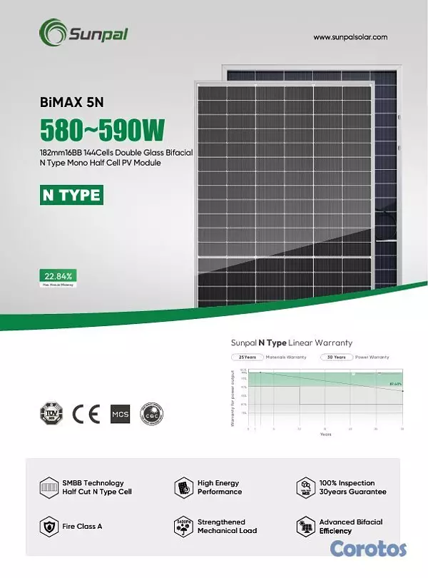 plantas e inversores - Bi Facial Paneles Solar 580W-590W 3