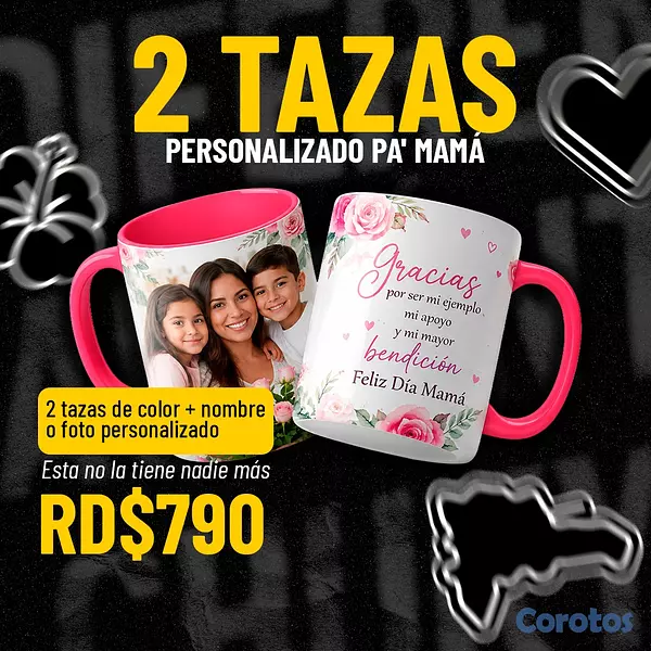 cocina - 2 tazas de color personalizadas Día de las Madres  1
