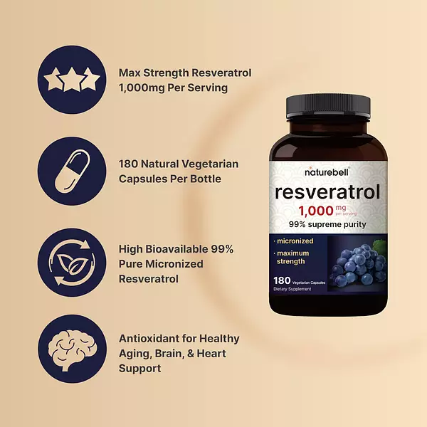 Salud y Equipamiento Médico - Suplemento De Resveratrol Naturebell 1000 Mg Por Porcion, 18 4