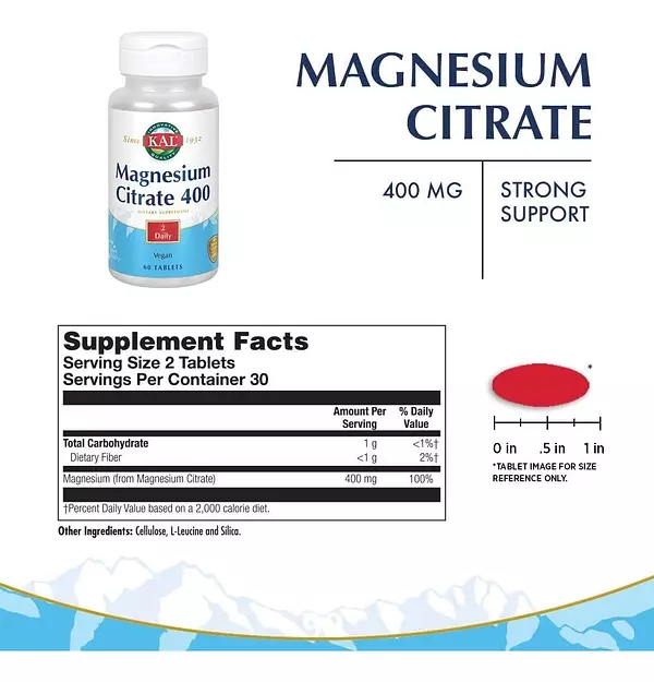 Salud y Equipamiento Médico - Citrato Magnesio 400mg 60 tabletas 2