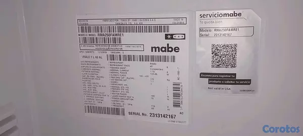 electrodomesticos - Nevera Mabe, modelo,(congelador arriba) con dispensador de agua.10 pies / 250 L 6
