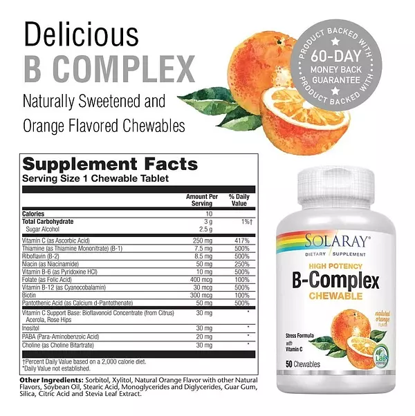 Salud y Equipamiento Médico - Complejo B 250mg 50 Tab Solaray 2