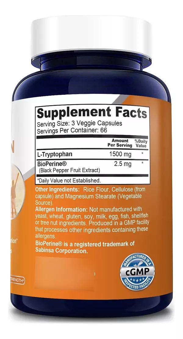 Salud y Equipamiento Médico - L-triptofano 1500mg Con Bioperine 200cap Nusapure 2