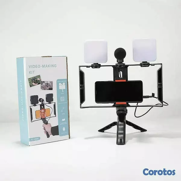 equipos profesionales - Vloging Kit para grabar videos deportes actividades clases tripode doble lampara 3