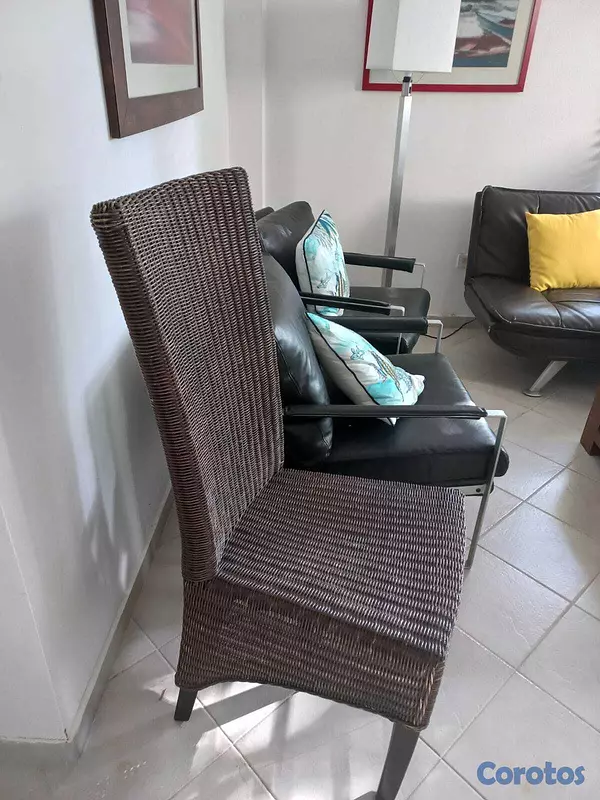 muebles y colchones - Sillas de Comedor Altas en Madera con Asiento Tejido – Elegantes y Resistentes  2