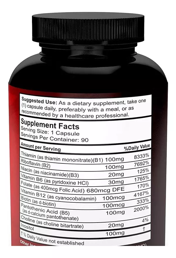 Salud y Equipamiento Médico - Complejo B 100mg 90cap Divine B - - Unidad A $2710 2