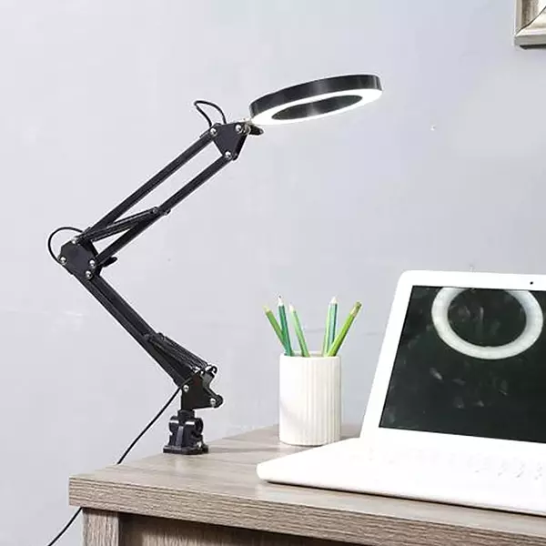 accesorios para electronica - Lámpara de escritorio con base y clip, regulable flexible de bajo consumo 3