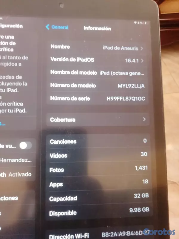 celulares y tabletas - Vendo iPad 8va Generacion 2