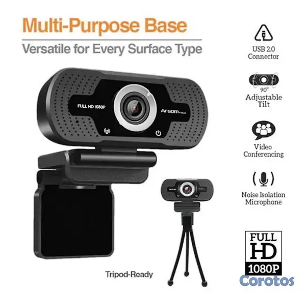 camaras y audio - Webcam Full HD 1080P Argom + TRÍPODE Y MICRÓFONO 🎤 2